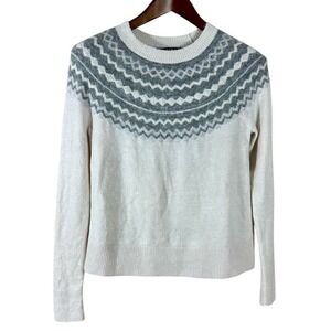 Banana‎ Republic Women's Pullover Sweater Beige Geo Soft Round Neck Size XS